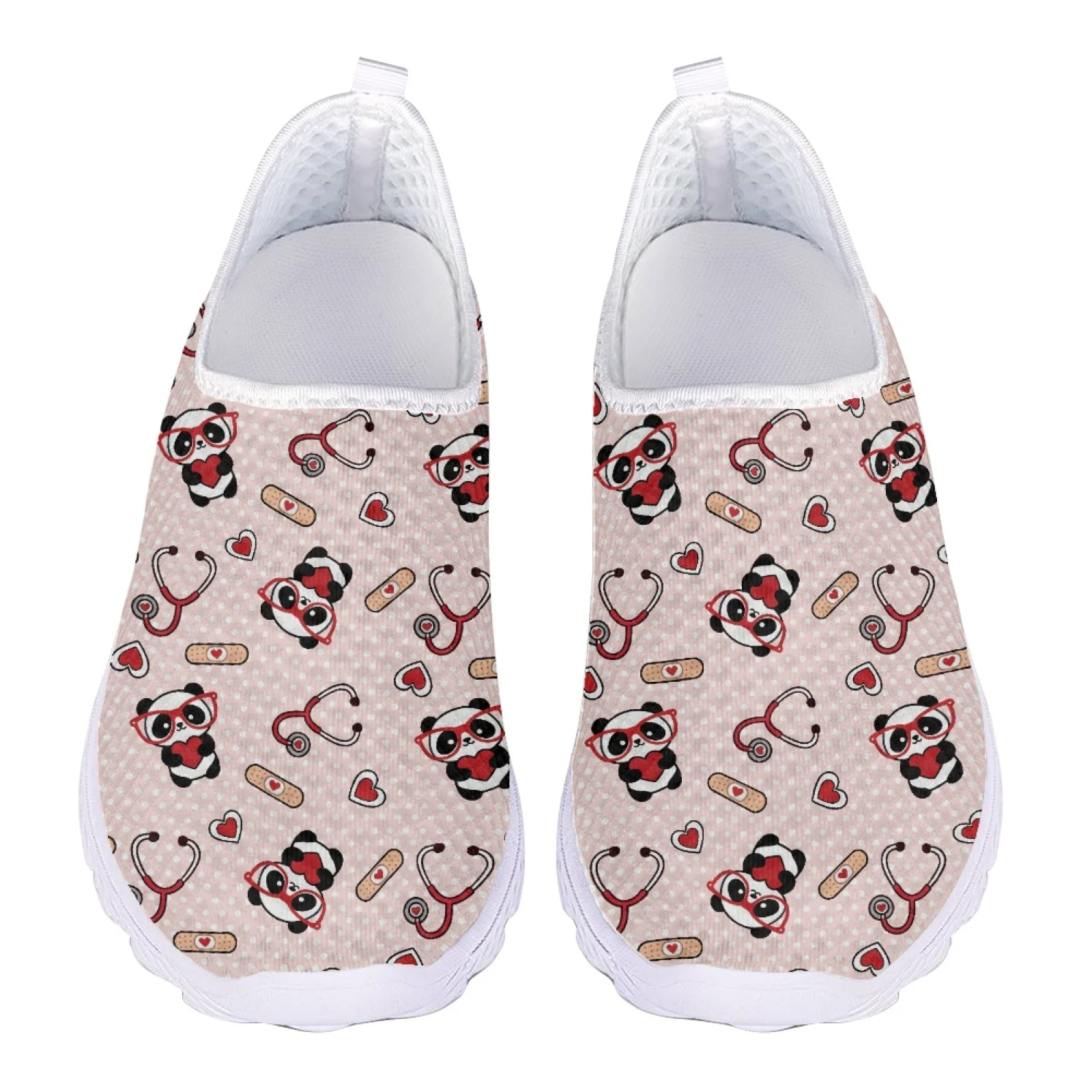 

Женские сетчатые кроссовки на плоской подошве — дышащая летняя повседневная обувь с милым принтом панды, женские уличные легкие кроссовки без шнуровки