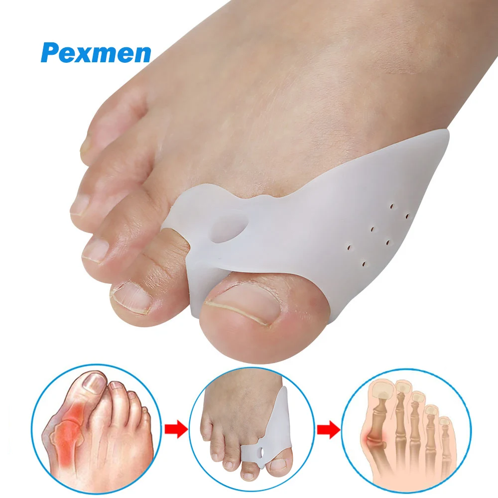 

Pexmen 2Pcs/Bag Bunion Corrector Toe Separator Spacer Bunion Pads with Gel Shield for Hammer Toes Friction Calluses and Blister