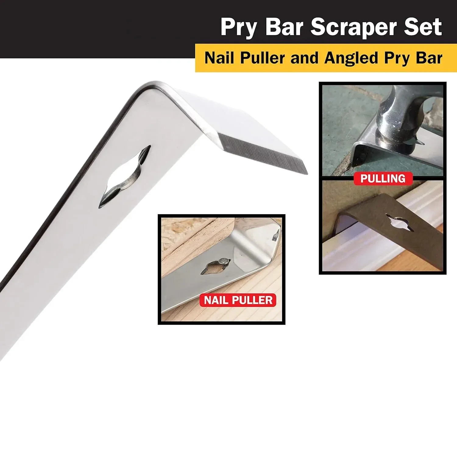 1Pc Stainless Steel Pry Bar Scraper 7 Inch Long Heavy Duty Metal Flat Pry Tool for Automotive Repair Removal image 2
