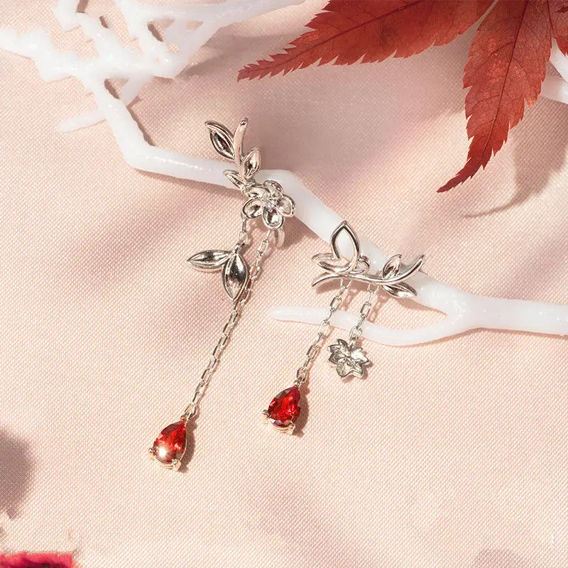 Anime Tian Guan Ci Fu Earrings Hua Cheng Xie Lian Cosplay Ear Studs For Women Couples Flower Jewelry Props Accessories Gifts