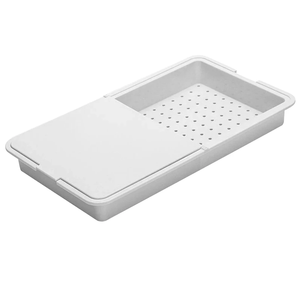 

Large Double Layer Cutting Board with Tray Household Chopping Board Multi-Function Reusable Anti-Slip White for Fruits