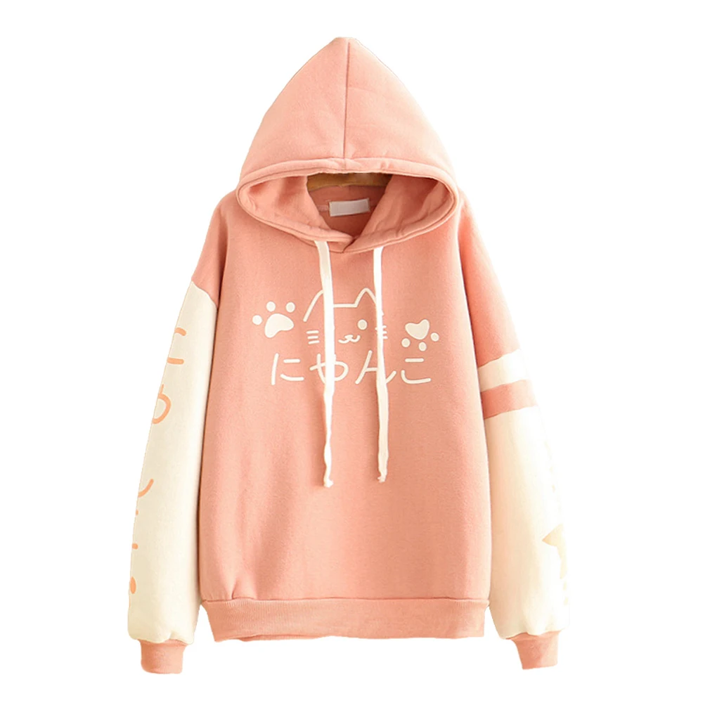 

Повседневная толстовка с капюшоном и длинными рукавами, с принтом мультяшных животных, на шнурке, из хлопка и полиэстера