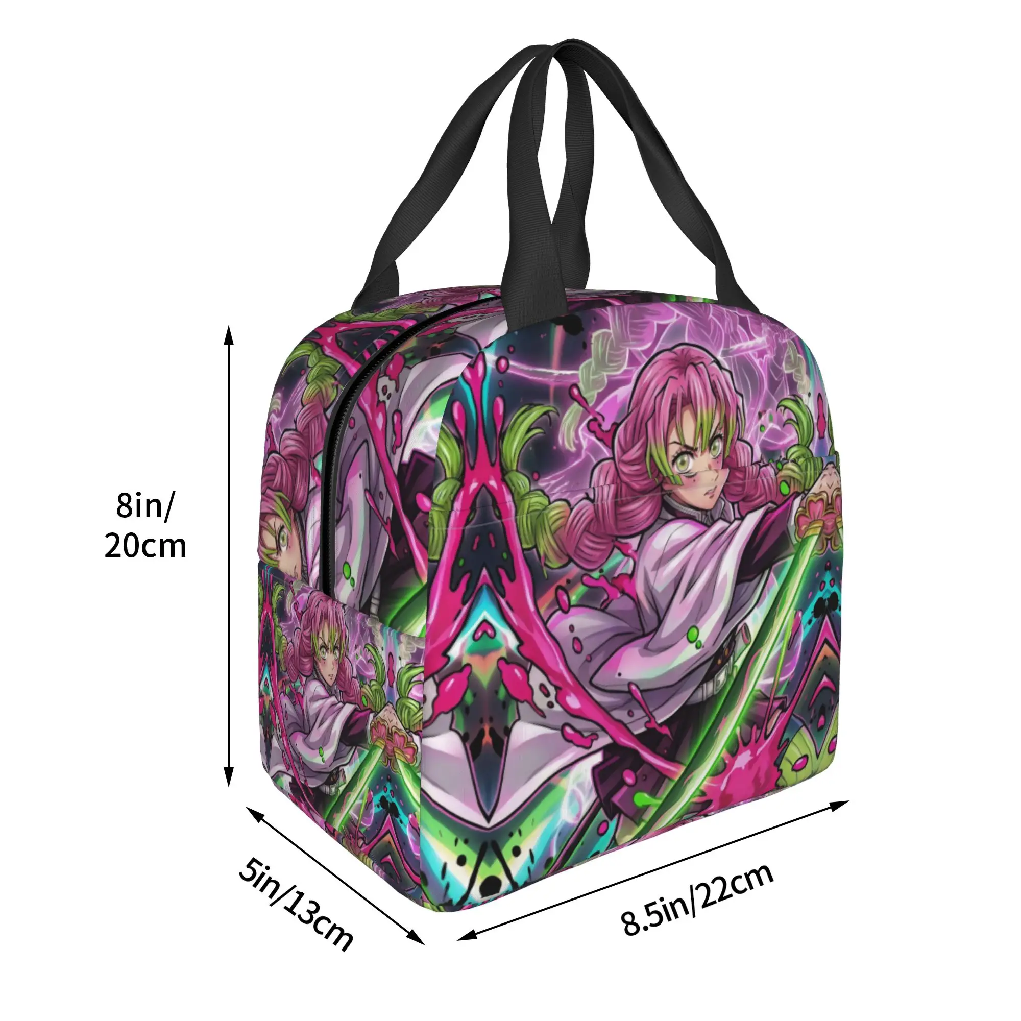 Custom Demon Slayers Insulated Lunch Bags for Camping Travel Kanroji Mitsuri Portable Cooler Thermal Bento Box Men Women view 3