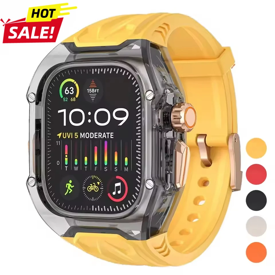 

Для Apple Watch 11 10 987 46 45 мм Прозрачный комплект модификации Чехол с ремешком для IWatch Series 44 40 мм 654SE Резиновая лента Мод для ремонта