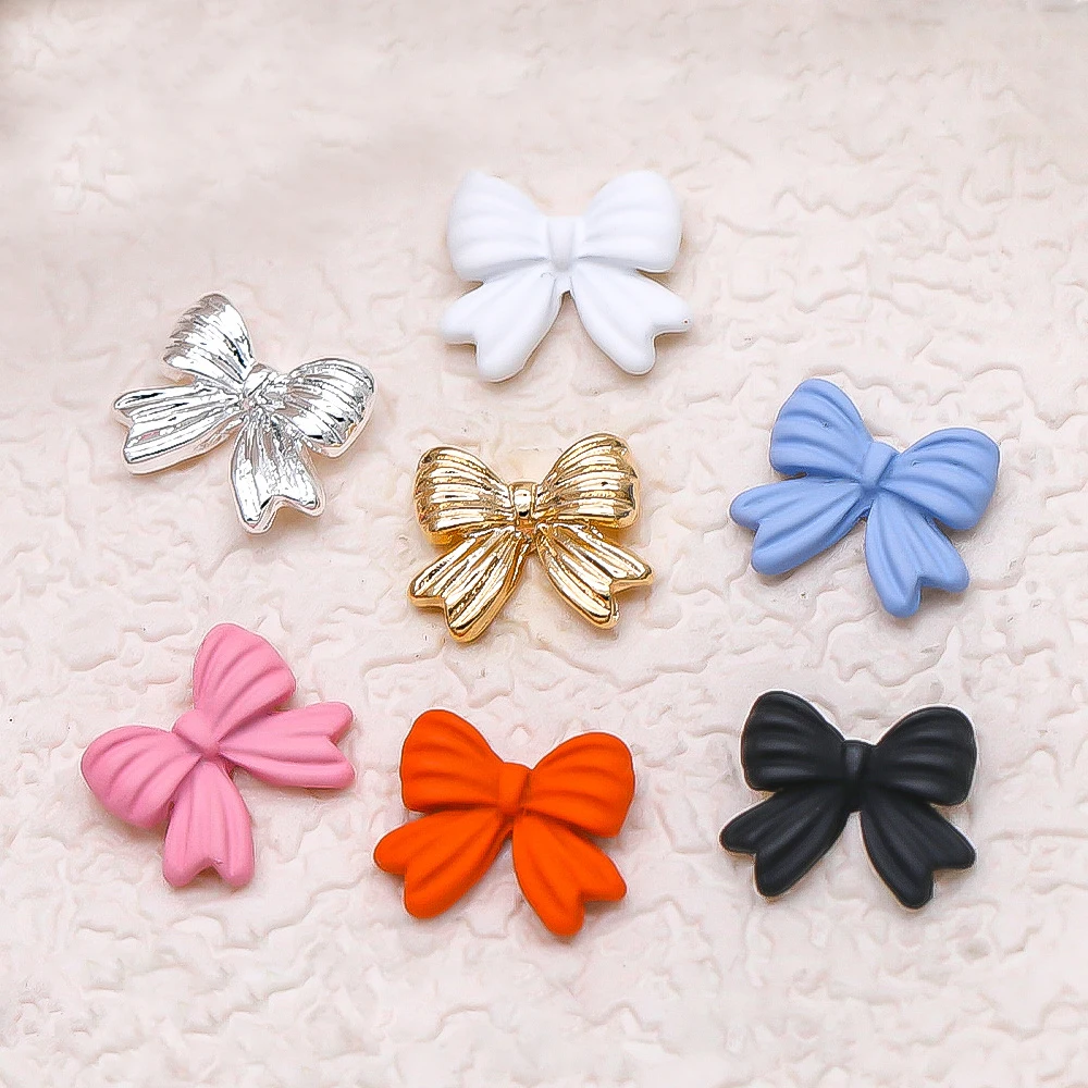 

10Pcs Alloy Striped Bow Nail Art Charm 3D Luxurious Macaron Color Cute Frosted Bow Nail Ornament DIY Exquisite Nail Accessories