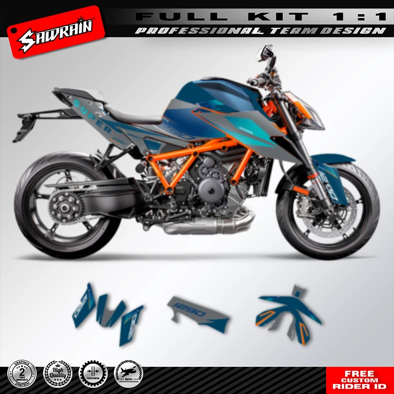 

Sawrain Motorcycle Background Graphics Decal Sticker Kits For KTM Super Duke 1290 R S 2020 2021 2022 Number Name Custom