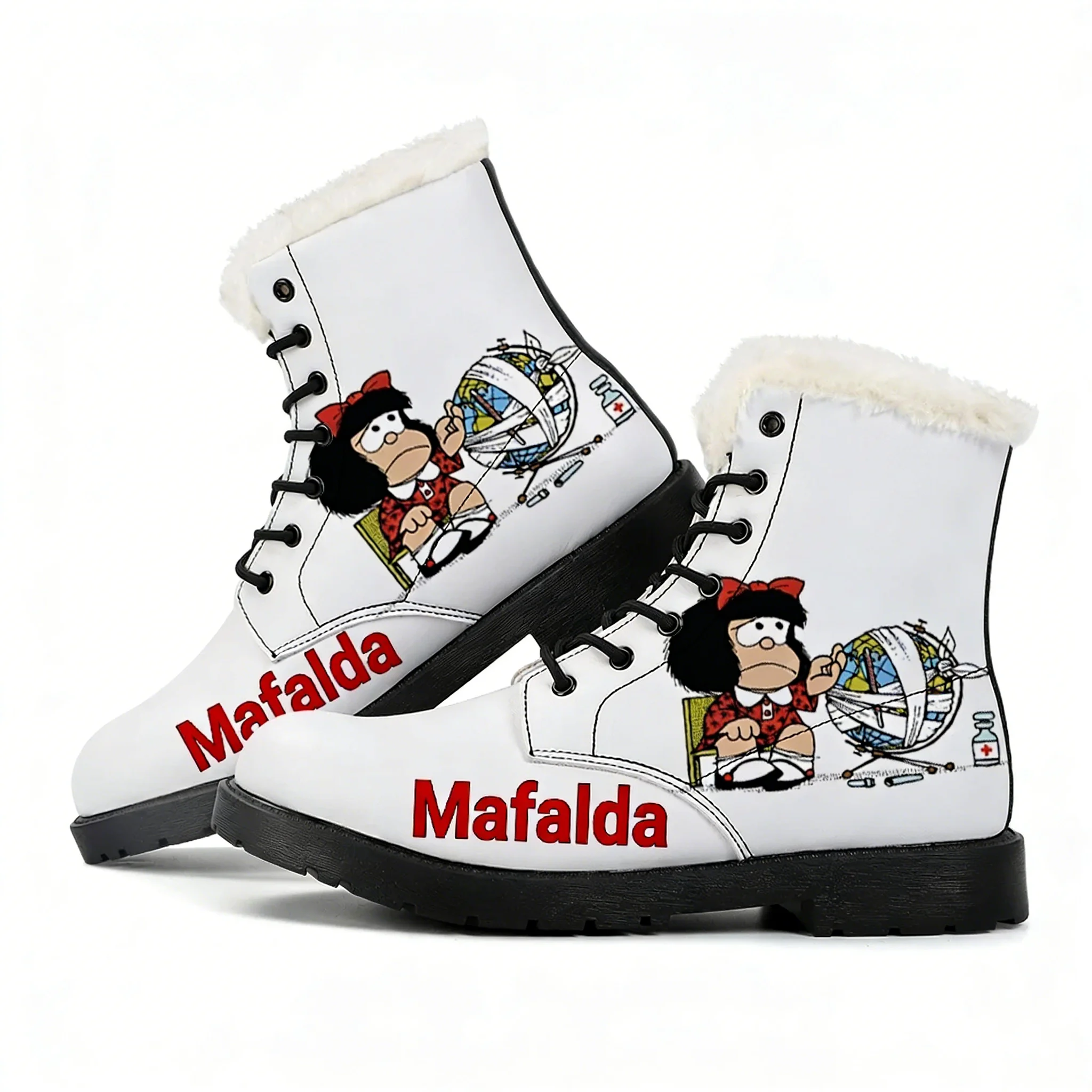 

Mafalda Plush Boots Mens Womens Teenagers Casual Shoe Outdoor Keep Warm Leather Boot Couple High Quality Anime Tailor-made Shoes