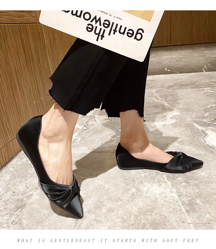 Sweet Single Shoes Women's New Flats Pointed Toe Soft Sole Slip on Loafers Shallow Mouth Zapatos De Mujer Summer Ladies Flats