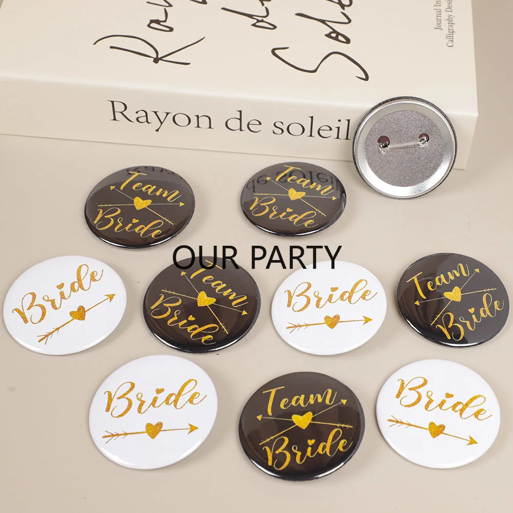 6Pcs Team Bride To Be Badges Bridesmaid Tribe Gifts for Wedding Bridal Shower Decoration Bachelorette Hen Night Party Supplies