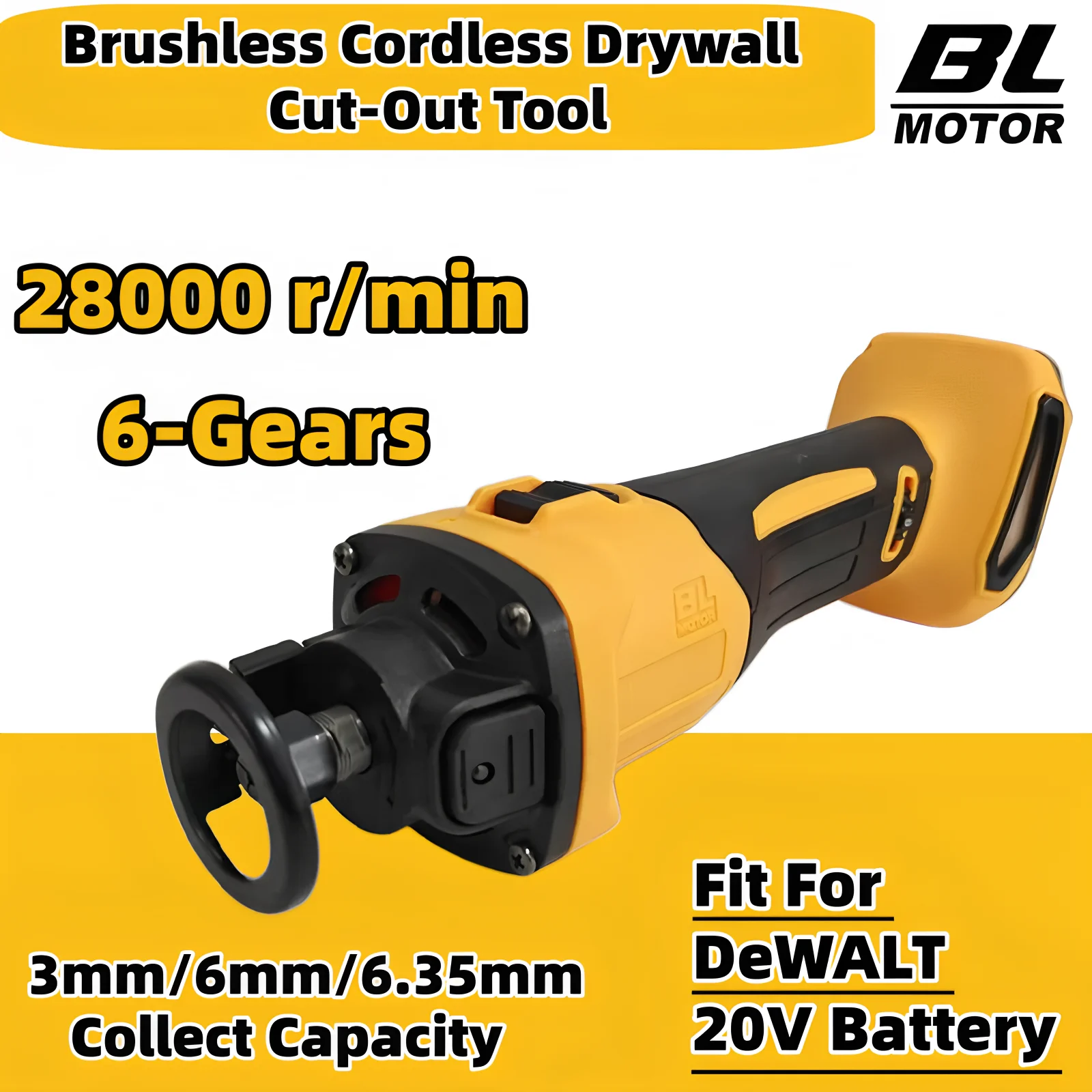 

Brushless Cordless Drywall Cut Out Tool 6-Gears Efficient Cutting Wood Drywall Sheetrock Wood power Tool For DeWALT 20V Battery