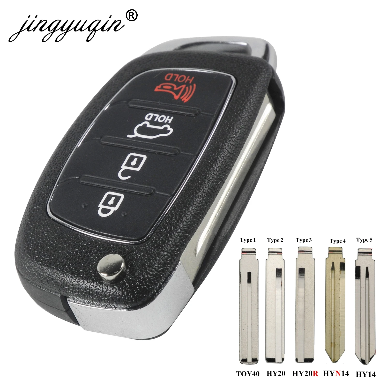 Jingyuqin – coque de clé télécommande pliable à 4 boutons, étui de remplacement pour HYUNDAI Mistra Santa Fe Sonata Tucson Accent I30 I40 I45