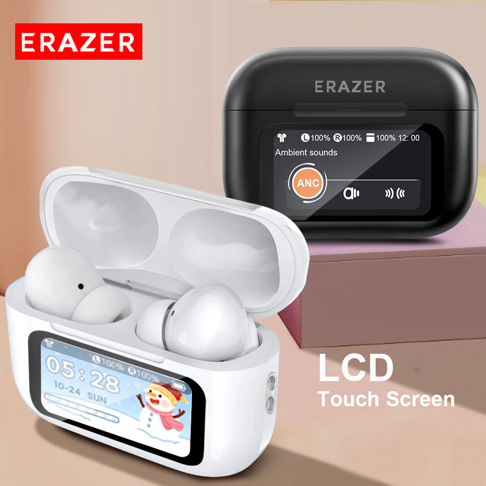  Choice ERAZER Airs Pro Wireless Bluetooth Earphones Touch Screen Headphones HiFi Earbuds ANC Noise Reduction Headsets HD Call