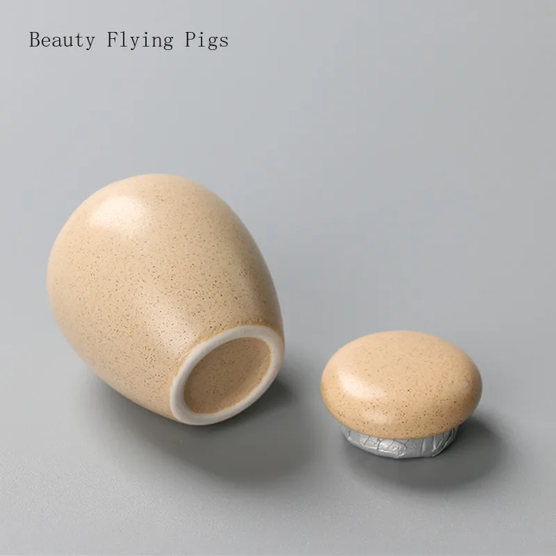 Retro Mini Tea Pot Ceramic Medicinal Small Porcelain Bottle Portable Blush Lipstick Cosmetic Tea Powder Paste Storage Box