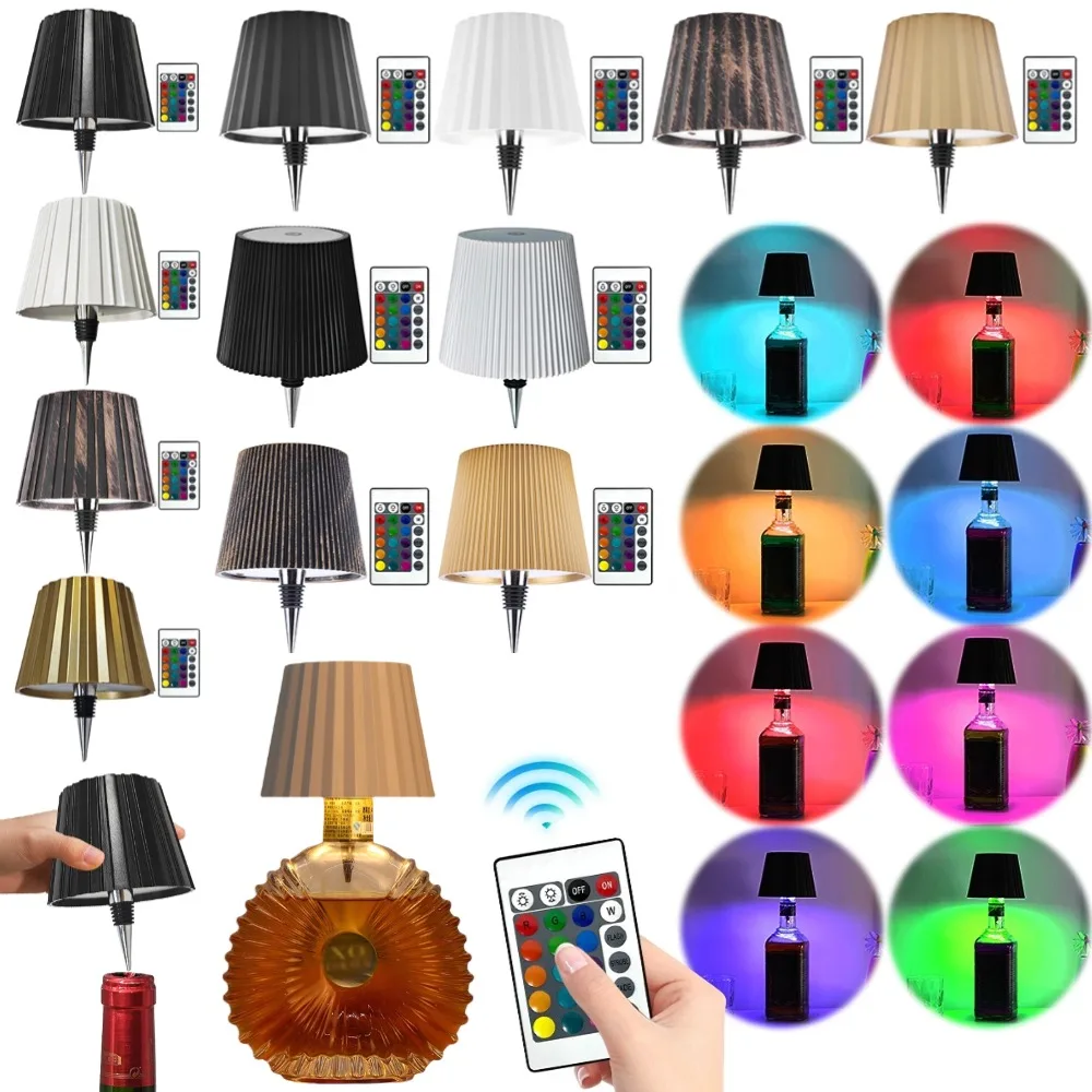 Mini Wireless Bottle Lamp LED Table Lamp Remote Control RGB Atmosphere Night Lights Restaurant Bar Decoration Wine Bottle Light