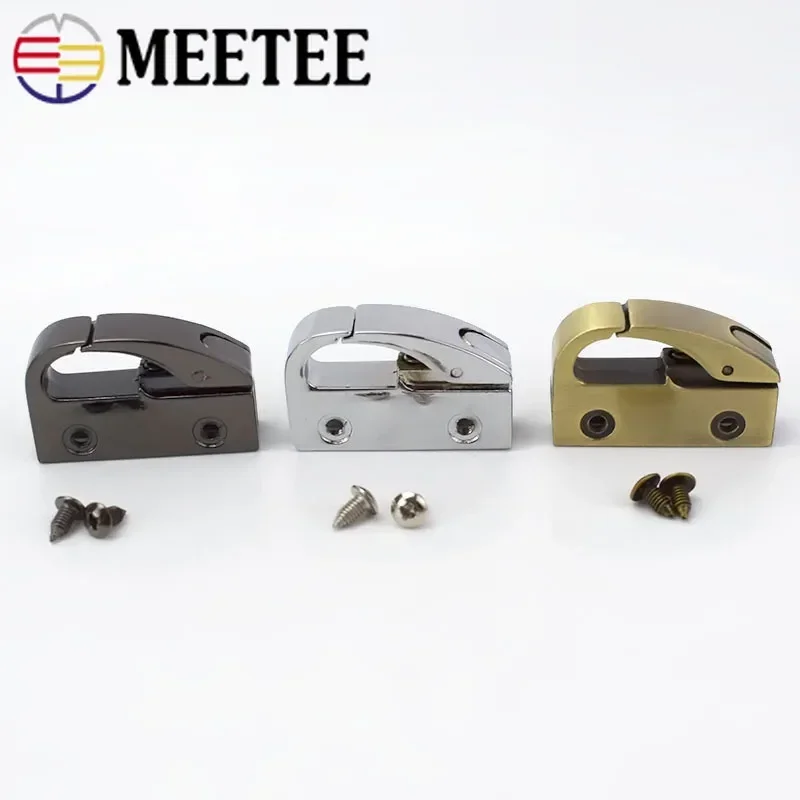 2/4Sets Meetee Women Men Fashion Handbag Metal Clip Buckles Bag Side Decorative Buckle with Screw Hardware Locks DIY Accessories