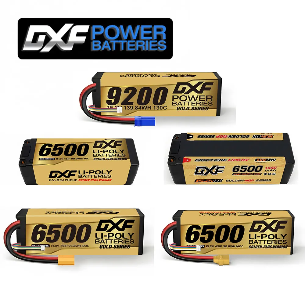 

DXF Lipo Battery 6500mAh 4S 14.8V 15.2V Grade A LCG HV Battery Hardcase with XT90 EC5 Connector for RC Model Car Boat Truck
