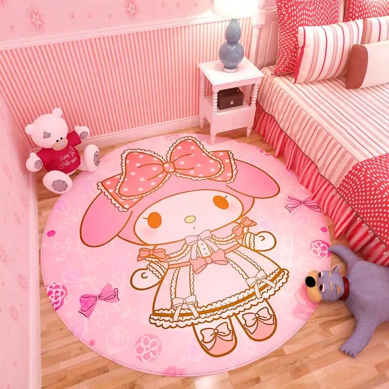 Melody rugs round kurami yugui dog anime cartoon pink cute girl princess room bedroom living room household carpet