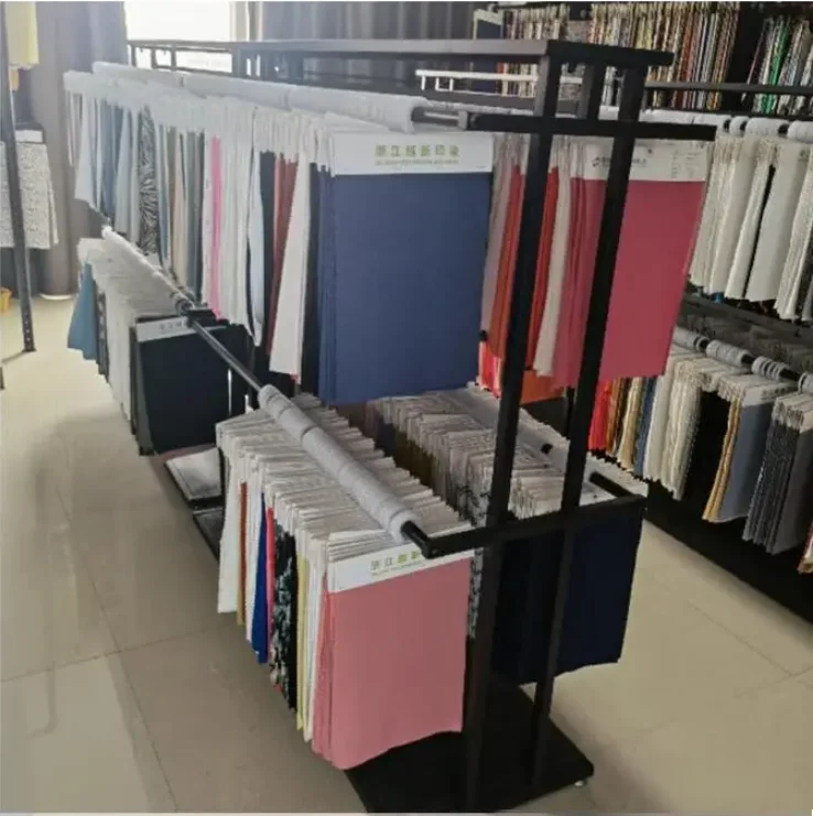 Fabric elevator display rack, landing island fabric board shelf, double-sided 2-layer clothing fabric sample display rack