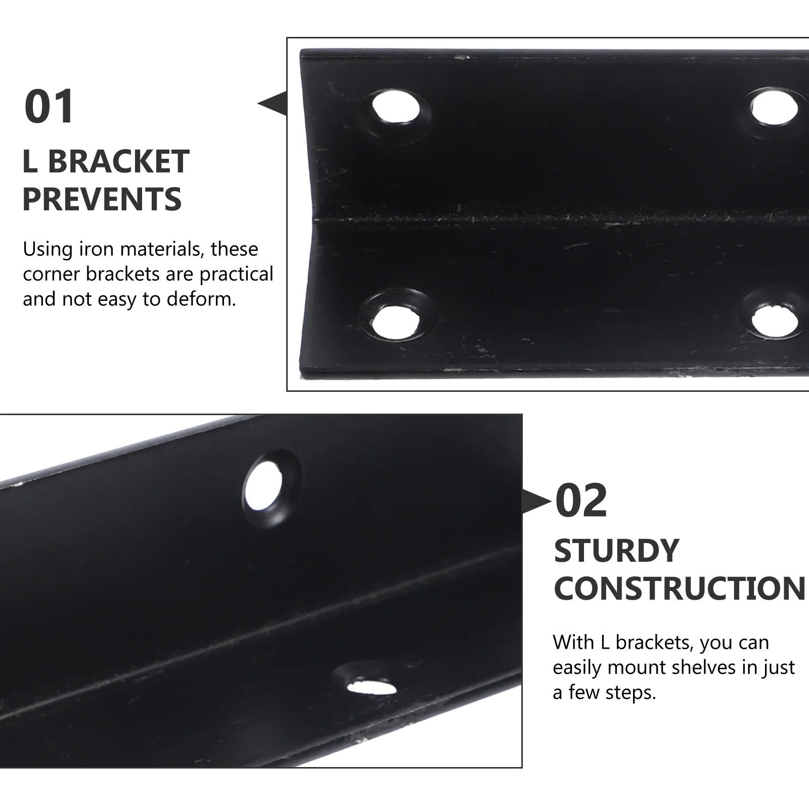 

4pcs Iron Small Support Right Angle Metal Bracket Cabinet Black Heavy Duty Wall Mounted Furniture Reinforcement Corner