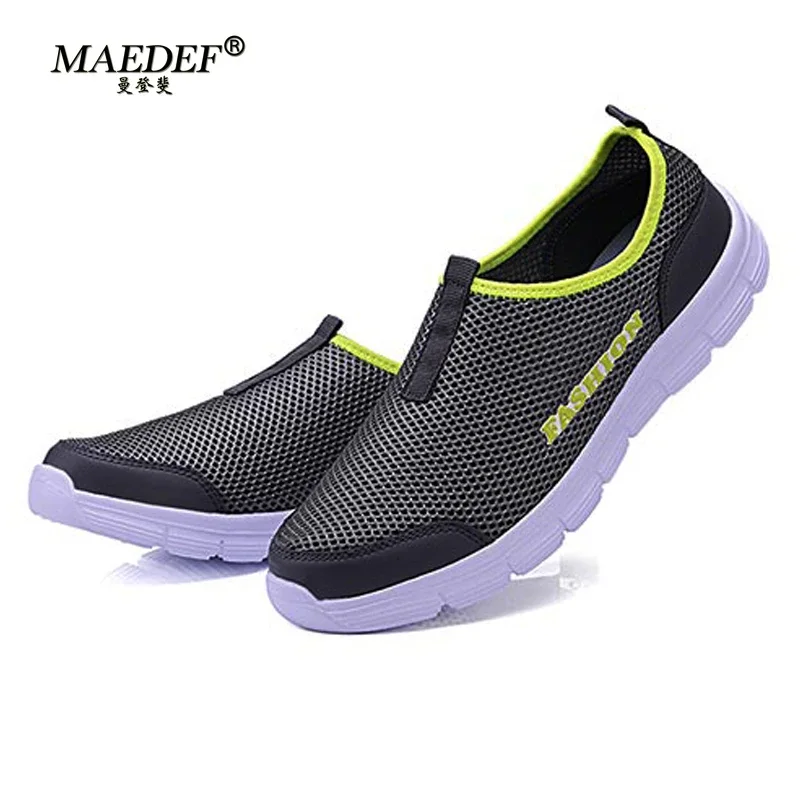 MAEDEF-Tênis casuais para homens, sapatos de caminhada resistentes ao desgaste, tênis antiderrapante, malha plana, tênis masculino respirável, ao ar livre