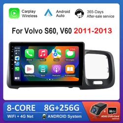 Carplay Car Radio Multimedia player 9 inch for Volvo S60 V60 2011 - 2013 Android System Bluetooth Navi GPS QLED Screen WiFi 4G