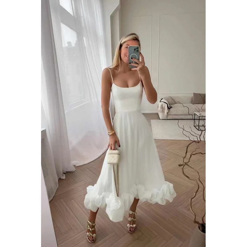 

Spring and Summer Women's New Fashion Suspenders Large Swing Three-Dimensional FlowersASkirt Dress