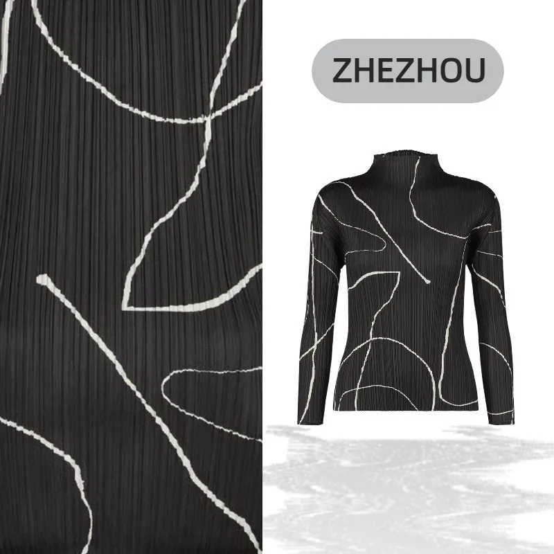 Koszulka plisowana Miyake 2025 Artystyczne Paski Koszulka z długim rękawem Plisse Moda Damska Projekt Plisowana Bluzka Nowa Jesienna Odzież