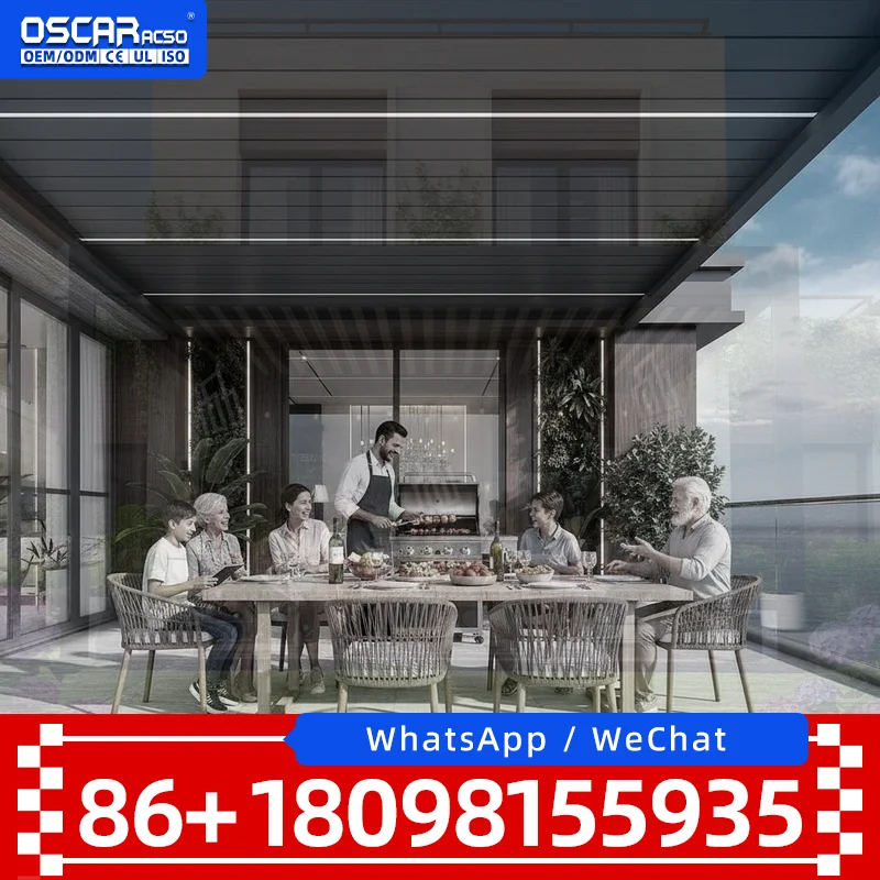 Wholesale 3x3 3x4 4x4 6x4m Modern Outdoor Bioclimatic Aluminium Louvered Motorized Screen Pergola for Garden Backyard Patio perg