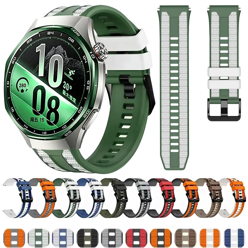 Two-color Official Silicone 22mm Strap for Huawei Watch GT7 Pro GT7 6 5 4 46mm Ultimate 2 GT Runner 2 Wristband Amazfit Bip Max