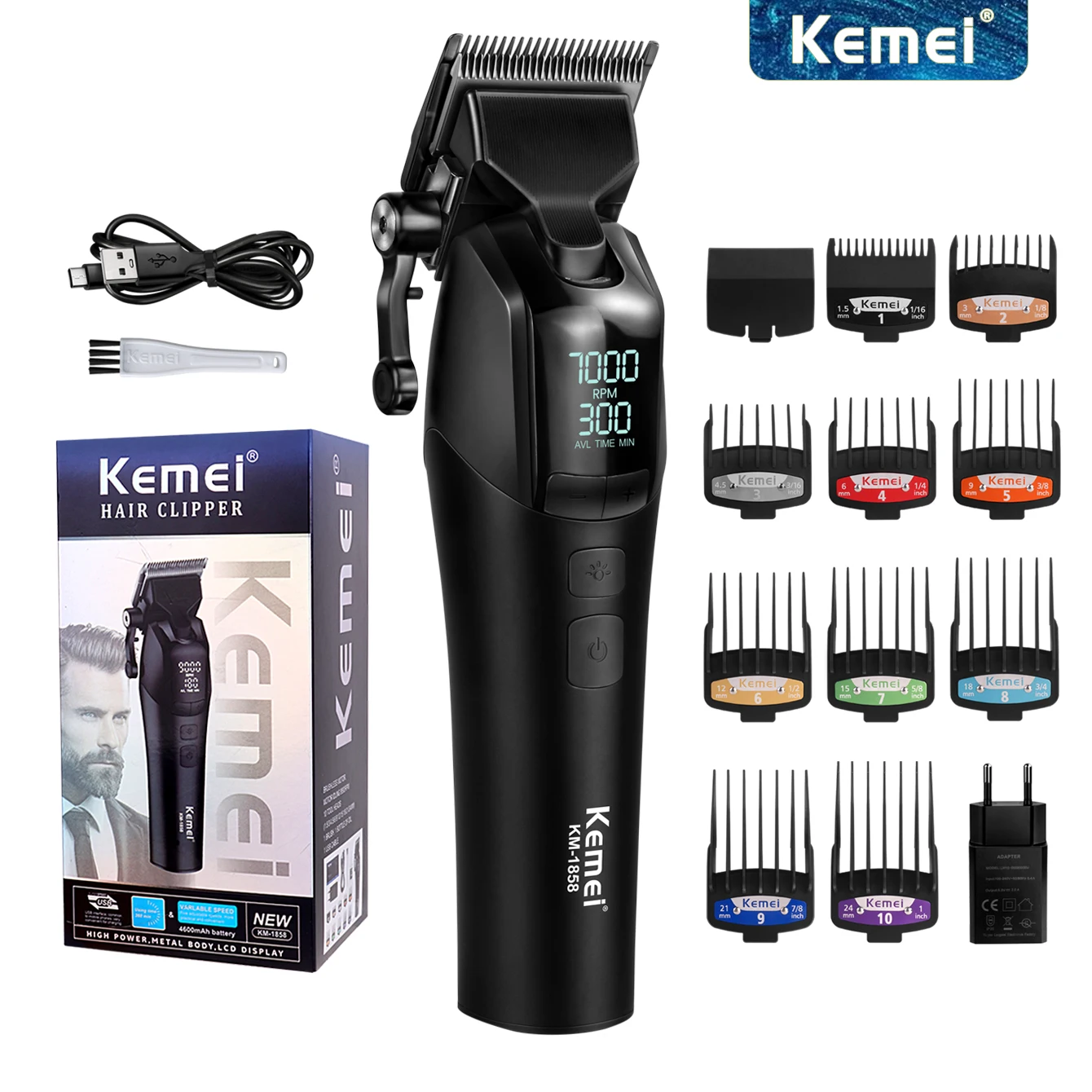 Kemei Electric Beard Trimmer For Men Professional Hair Trimmer Hair Clipper Hair Cutter Machine Haircut Grooming Kit