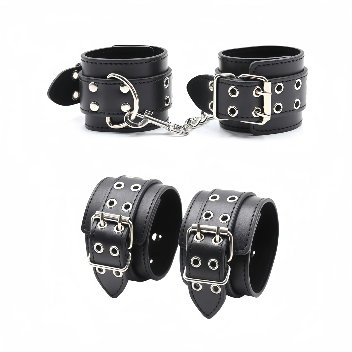 أصفاد وأصفاد من جلد البولي يوريثان الأسود أزياء لعبة ربط الحفلات مناسبة لإكسسوارات الأزياء التنكرية دعائم المسرح