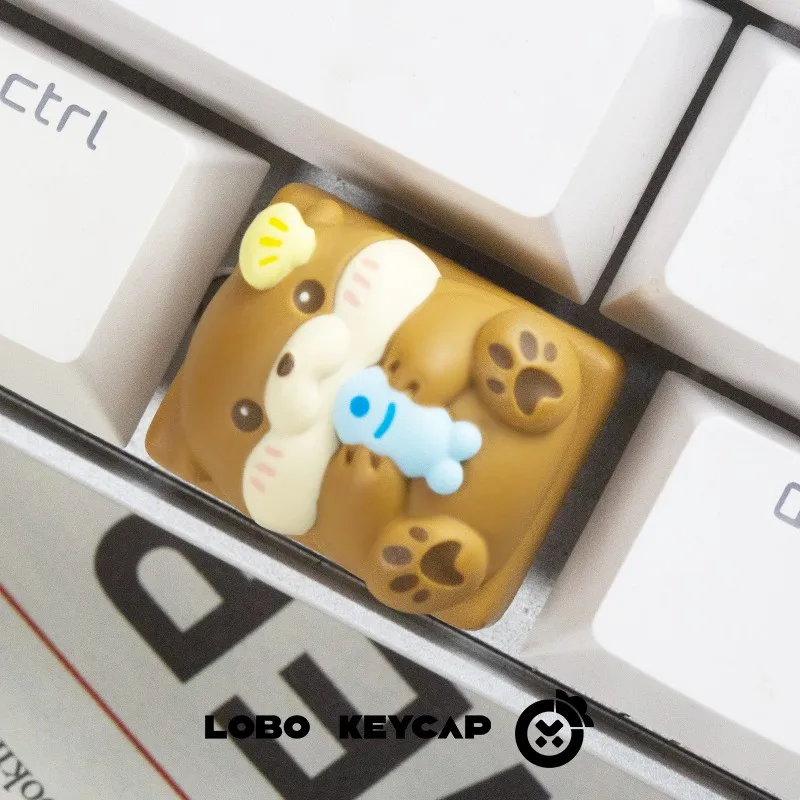 LOBO Cute Otter Keycap 1.25u Hand-made Resin Cute Keycap Mechanical Keyboard Keycaps Customized Gaming Accessories Gifts