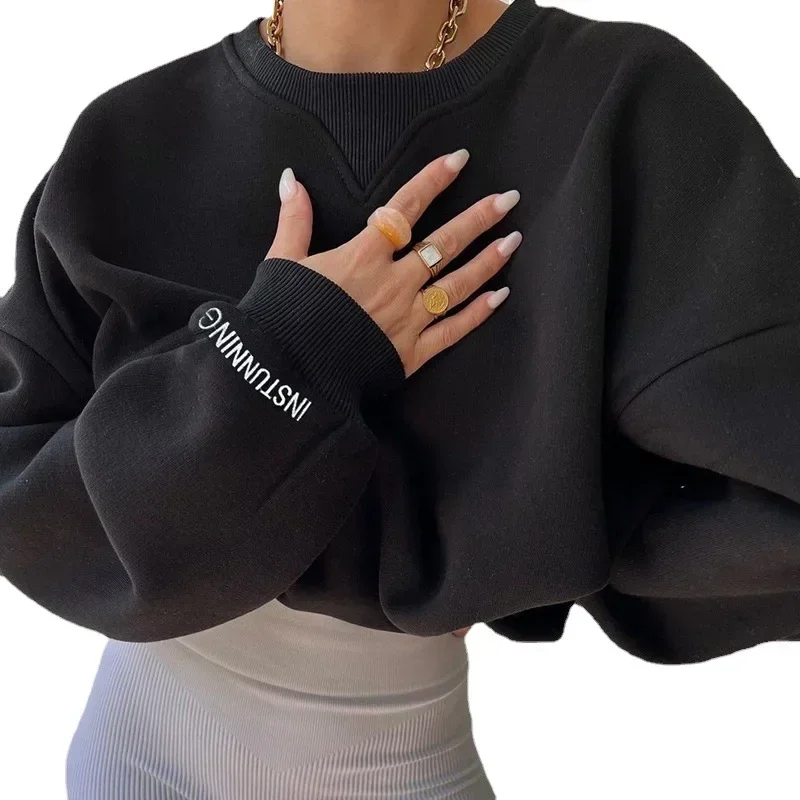 

Womens Oversized Sweatshirts Hoodies Fleece Crew Neck Pullover Sweaters Casual Comfy Fall Fashion Outfits Clothes 2024 New