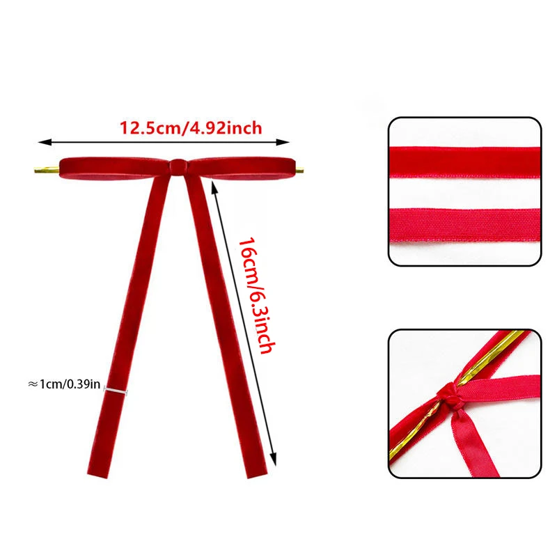 10/20 قطعة الأقواس الحمراء المخملية حلي معلقة لشجرة عيد الميلاد ديكور إكليل جارلاند Crafts بها بنفسك الحرف عيد الميلاد هدية التفاف إمدادات الحفلات #6