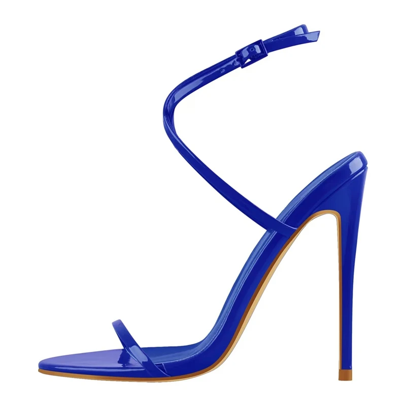 Sexy High Heels Women's Sandals Summer Shoes Large Size 46 Ankle Strap Fashion Green Blue Silver Dance Party Footwear Shoes Lady - view 3