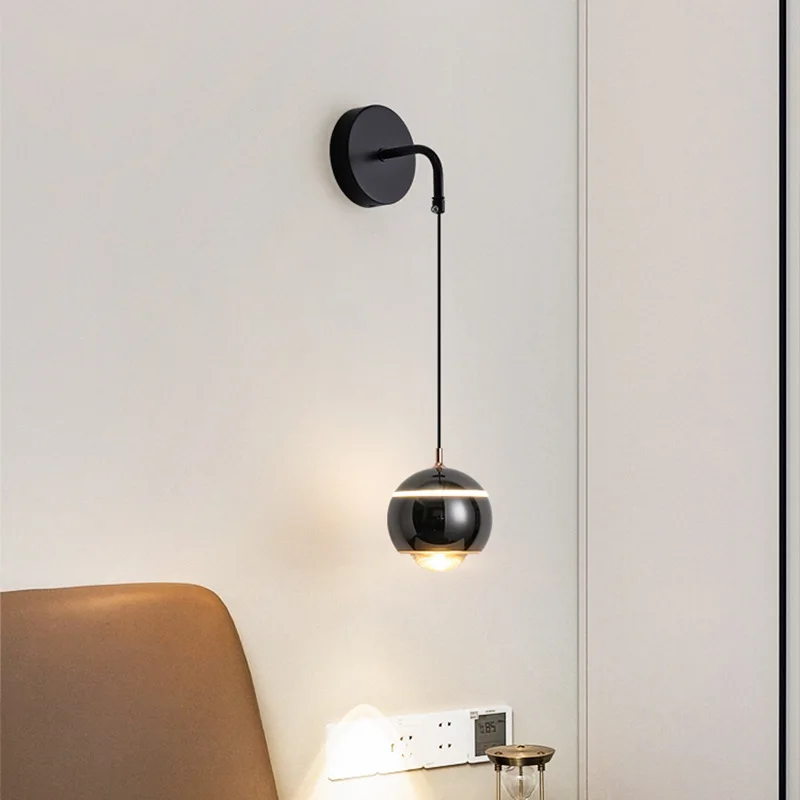 

Modern simple wall lamp bedside high-end light luxury aisle lamp creative decoration minimalist ball study staircase lamp