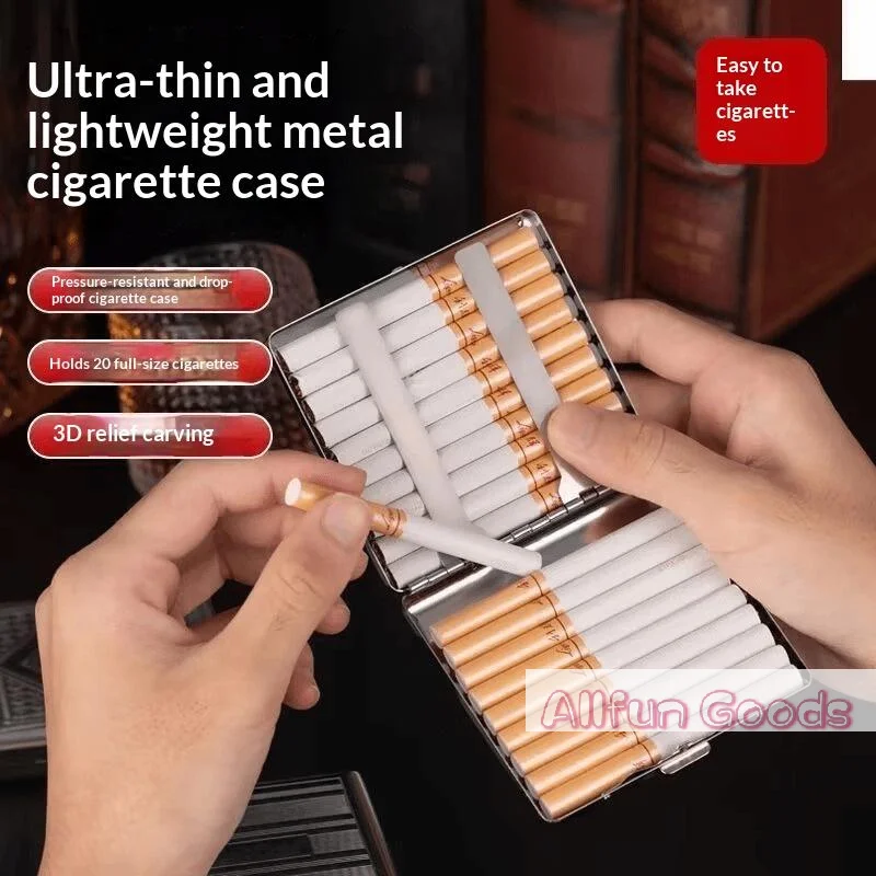 [TG835]Metal Cigarette Box Stainless Steel Embossed Portable Cigarette Case Fashionable Creative Flip Wallet Storage Box