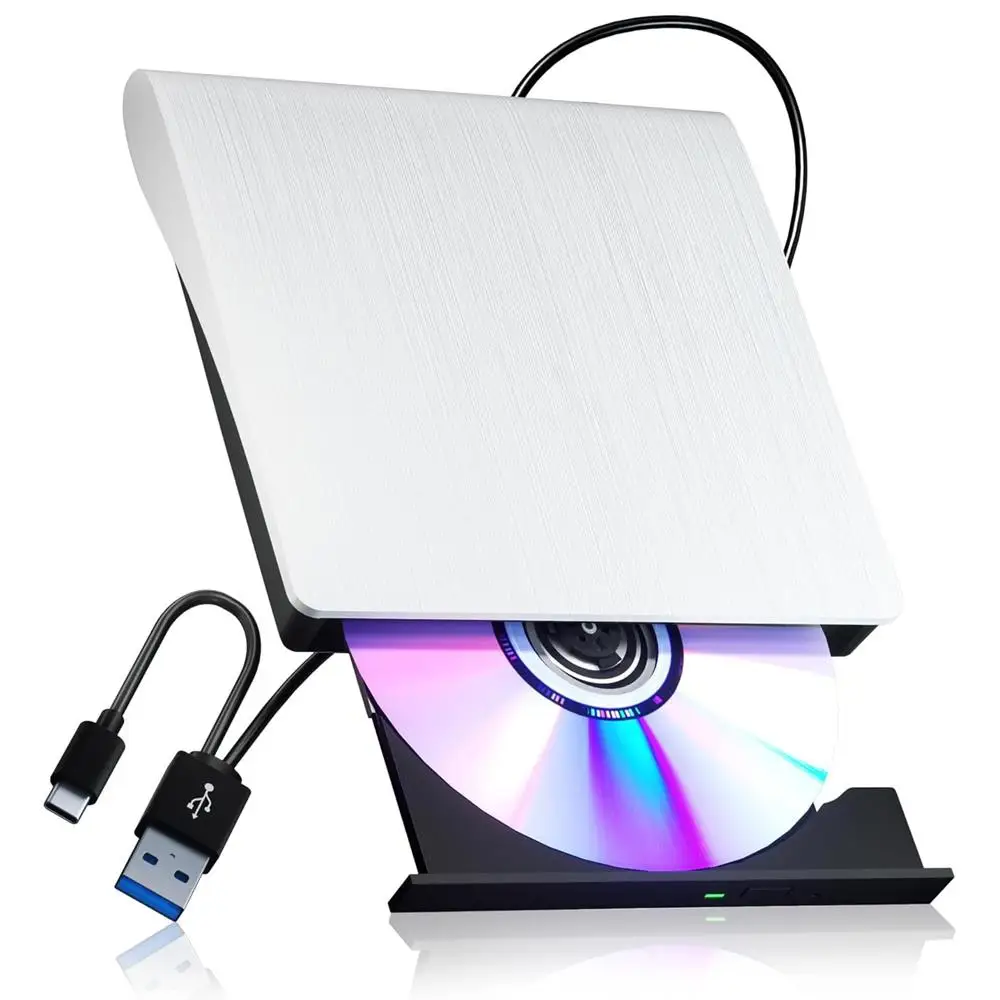 Pop-UP Mobile External DVD Drive USB 3.0&Type-C Dual-cable for Connecting To A Computer Laptop CD Burner High Speed Transmission