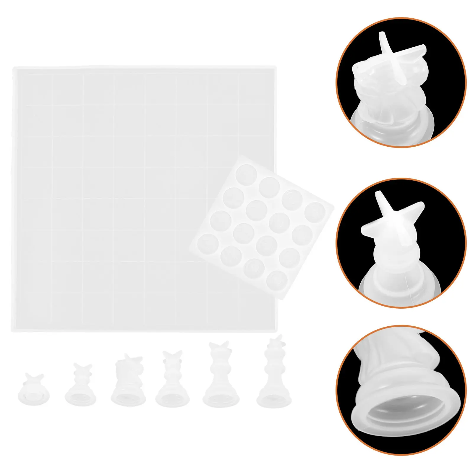 

1Set Silicone Chess Molds Reusable Flexible for DIY Chess Pieces Resin Crafts Casting Decorative Art Set
