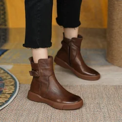 2024 New Chelsea Boots for Women Autumn Winter Women's Shoes Retro Casual Flat Ankle Boots Female Fashion Platform Short Boots