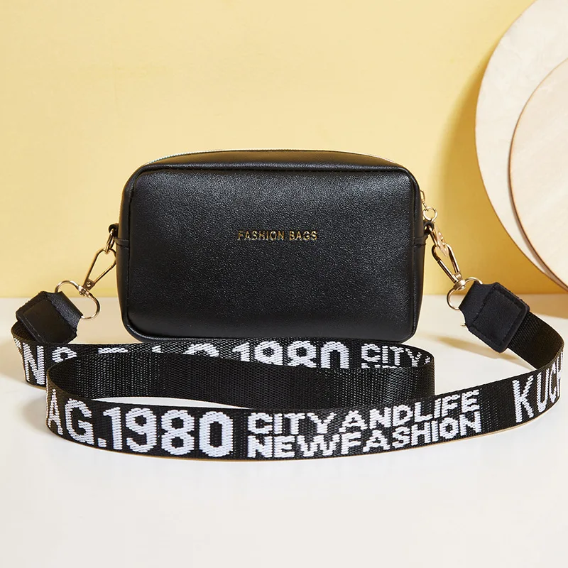 Autumn and winter new crossbody shoulder women's bag cross-border fashion zipper letter soft surface horizontal square bag