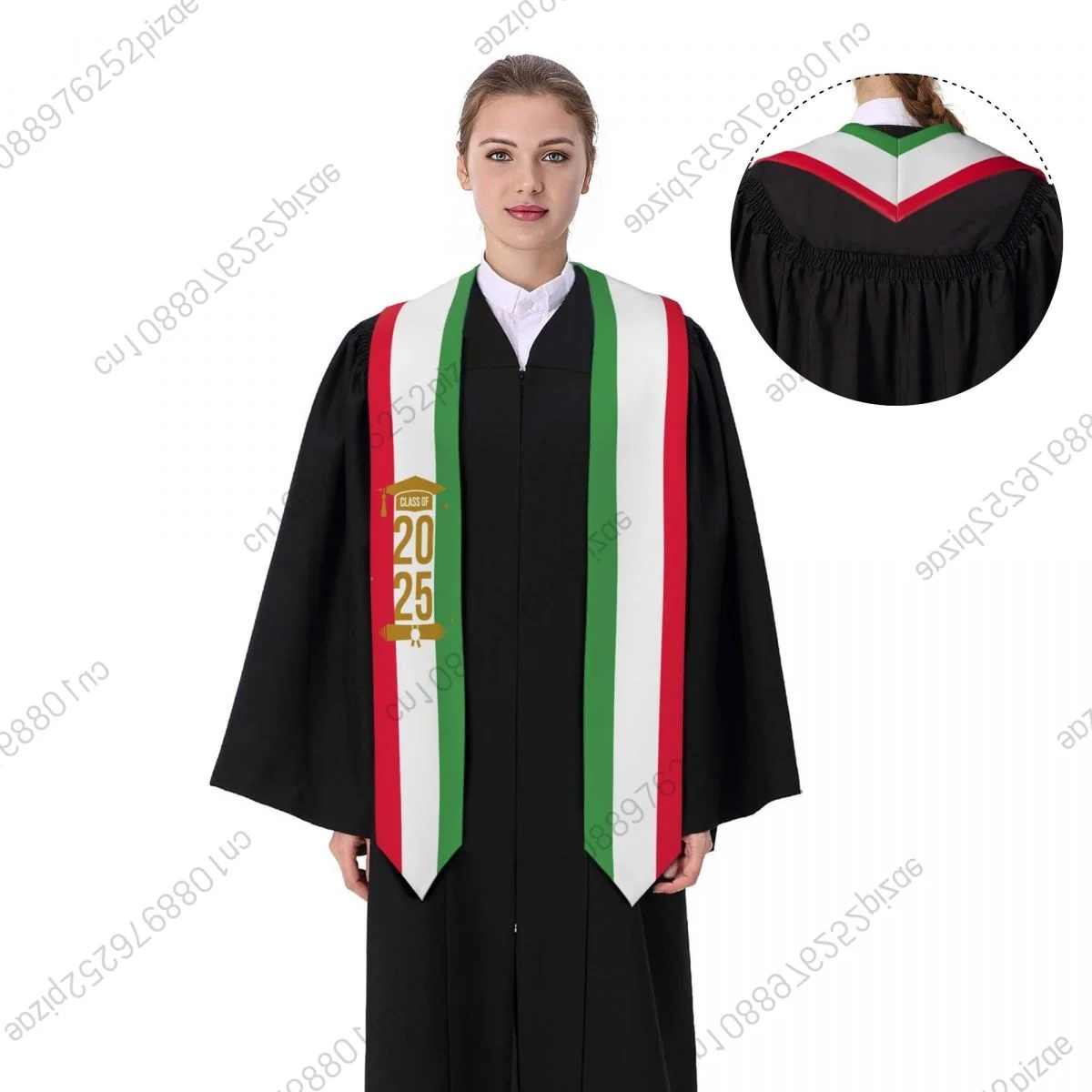 

New Italy Flag Class Of 2025 183*13CM Graduation Stole Sash Scarf For International Students Proud