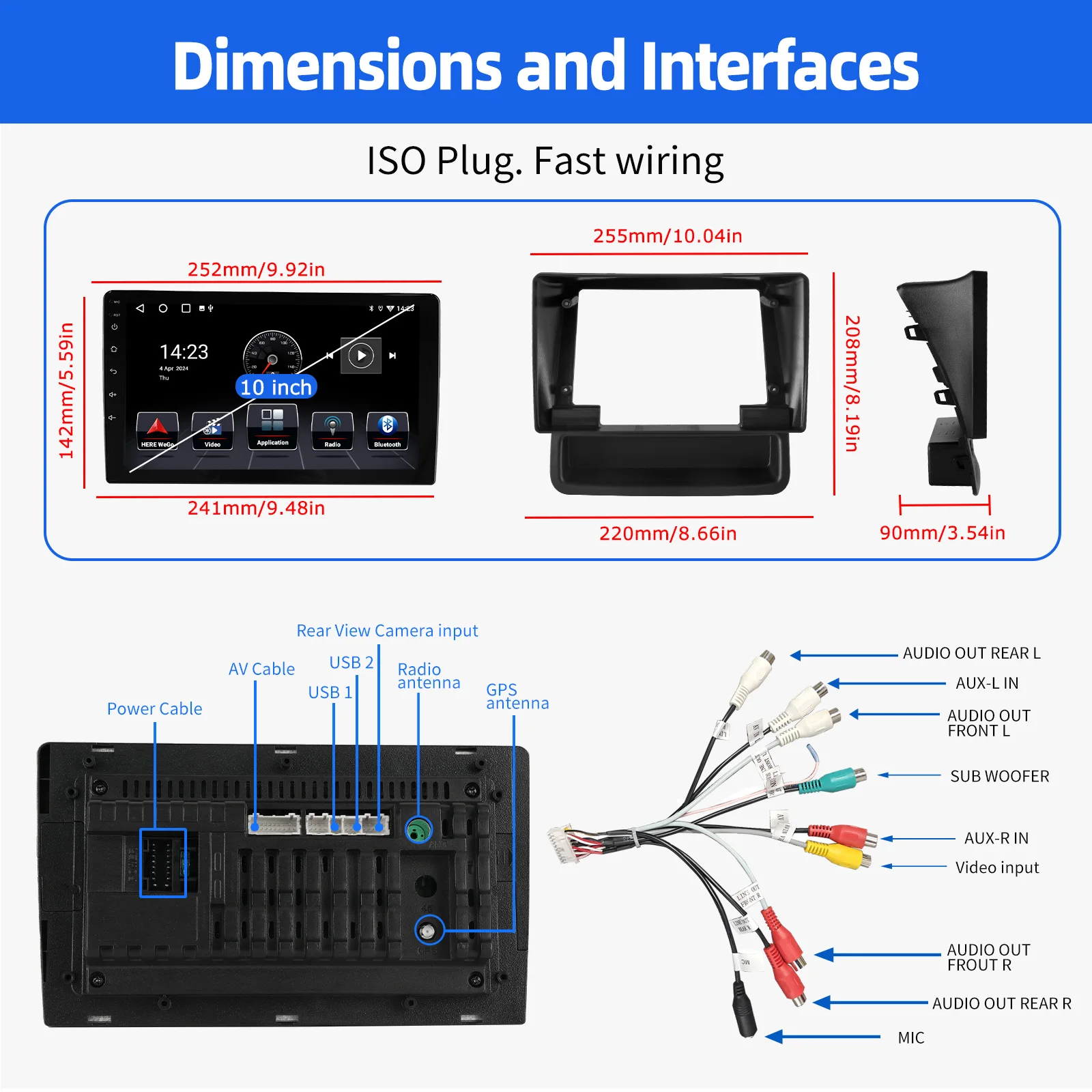 ESSGOO Android 15 10.1 Zoll IPS Touchscreen Für Opel Vivaro A Renault Trafic 2 Apple Carplay Autoradio GPS Navigation WIFI Lenkradfernbedienung RDS FM Bluetooth USB Spiegel Link ASP Sound Canbus Geteilter Bildschirm – Detail 16