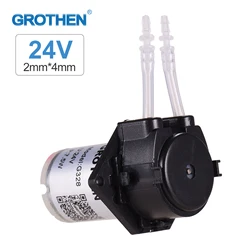 DC 24V Dosing Pump Peristaltic Pump Mini Water Liquid Pump Peristaltic Tube Head Self-Priming Function for Aquarium