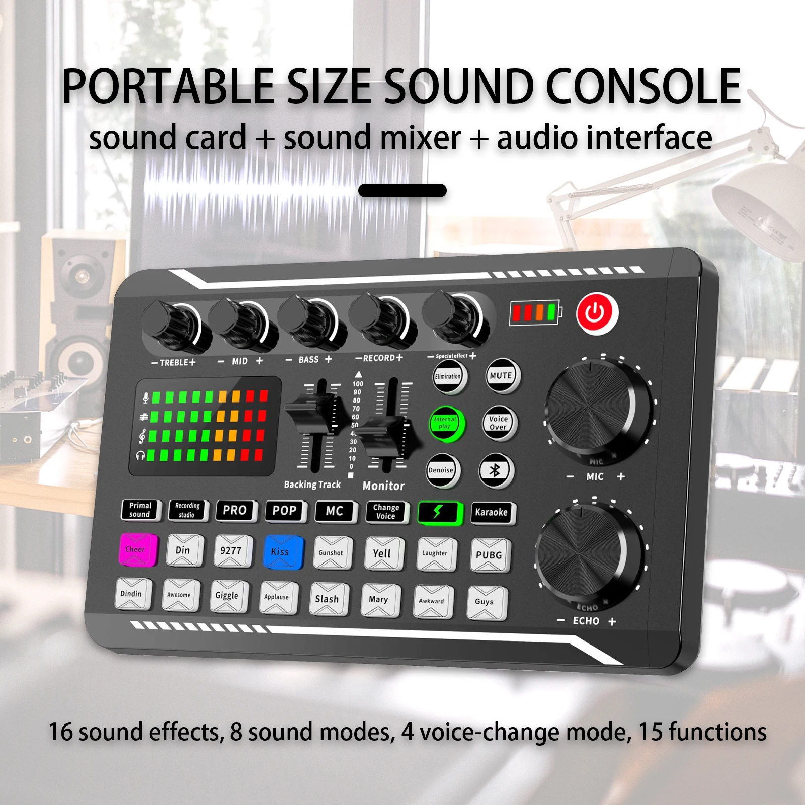 Podcast Studio Kit Audio Interface Mixer Geluidsconsole Met Dj Condensator Microfoon Geluidskaart