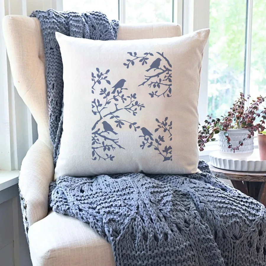 1 قطعة 11.7 بوصة الطيور على فرع الاستنسل DIY بها بنفسك جدار مجلة اللوحة الديكور