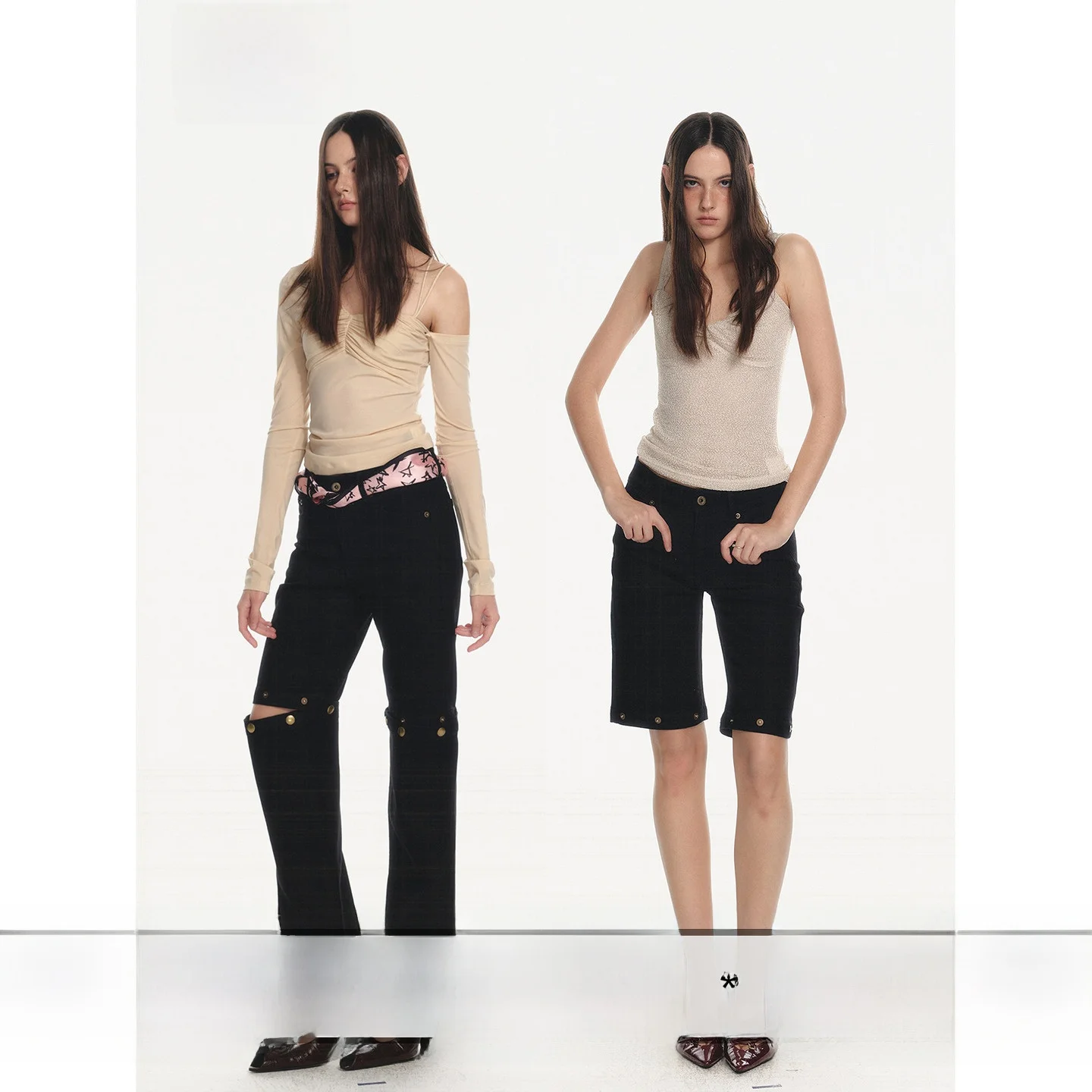 

Tee Goood Casual Sle Jeans Commute Casual Two-Way Wear Design Low Waist Straight Leg High Elastici Cotton Denim Pants