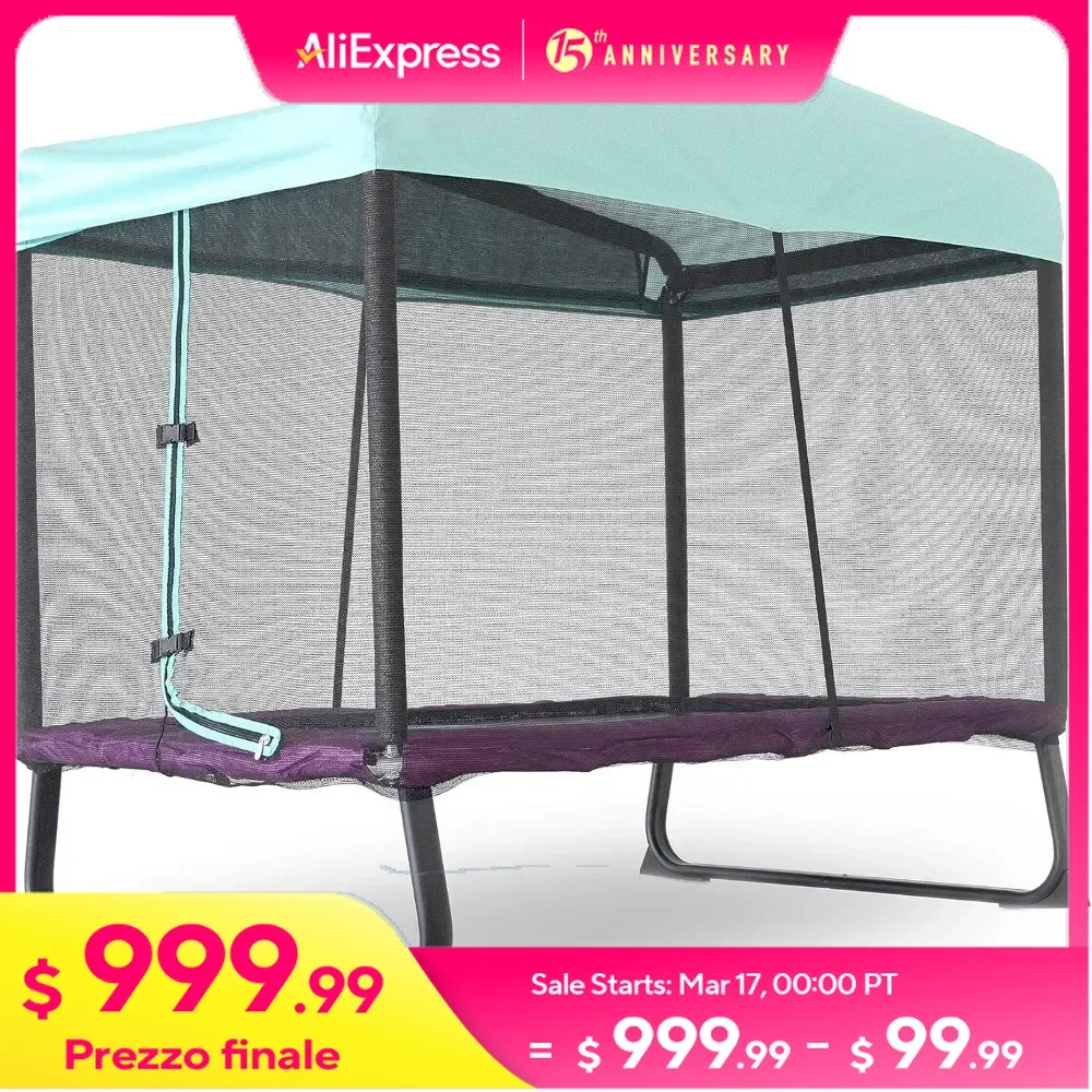 6x4ft Indoor Outdoor Mini Trampoline for Kids and Toddlers with Net Enclosure, Durable Steel Frame, Safety Padding up to 200 LB