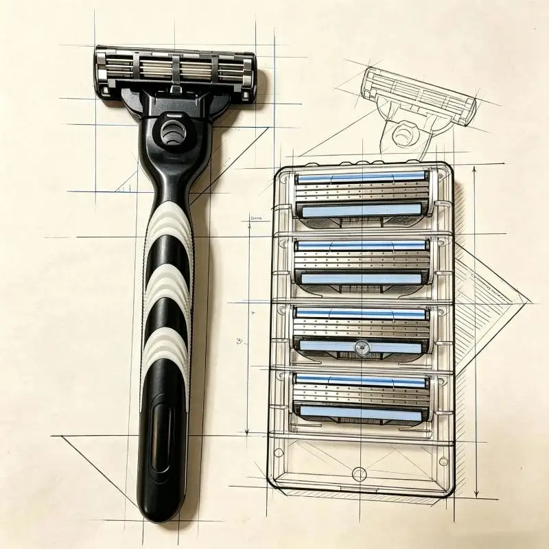 Mens Manual Shaving Razor With Non Slip Handle Sharp Smooth Blades Extra Refills For Daily Grooming Home Travel Use