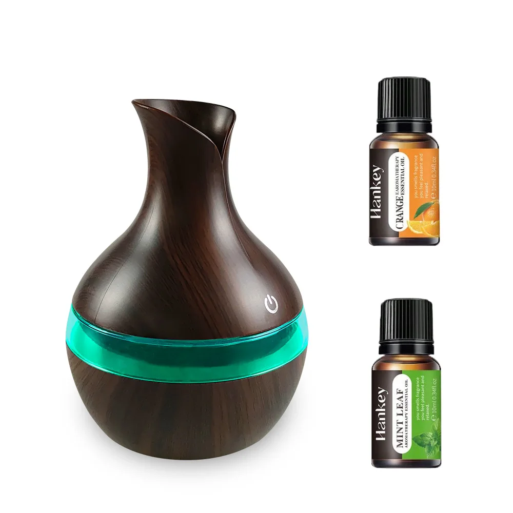 

Wooden Humidifier Gift Set 300ml USB Diffuser with 2 Essential Oils Perfect for Stress Relief Better Sleep